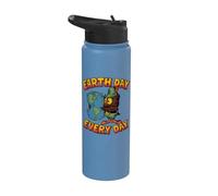 Día de la Tierra de Woody Owl ¡Todos los días, Planet Hugger, regala un comino! Stainless Steel Insulated Water Bottle