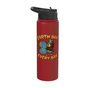 Día de la Tierra de Woody Owl ¡Todos los días, Planet Hugger, regala un comino! Stainless Steel Insulated Water Bottle