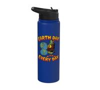 Día de la Tierra de Woody Owl ¡Todos los días, Planet Hugger, regala un comino! Stainless Steel Insulated Water Bottle