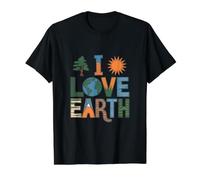 Día de la Tierra I Love Earth Camiseta gráfica económica, Hombre, Negro, L