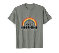 Día de la Unidad Todos Pertenecemos Rainbow Diversidad Inclusión Camiseta, Hombre, Verde Militar Jaspeado, L