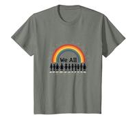 Día de la Unidad Todos Pertenecemos Rainbow Diversidad Inclusión Camiseta, Niños, Verde Militar Jaspeado, 2 años
