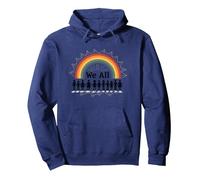 Día de la Unidad Todos Pertenecemos Rainbow Diversidad Inclusión Sudadera con Capucha, Unisex para Adultos, Azul Marino, M