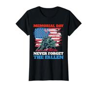 Día de los Caídos: Nunca Olvides a los Soldados caídos de la Bandera Estadounidense Camiseta gráfica económica, Mujer, Negro, M