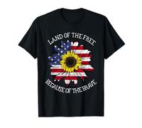 Día de los Caídos, tierra de los libres gracias a Brave USA Sunflower Camiseta