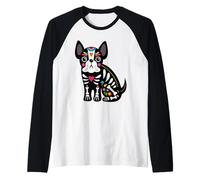Día de los Muertos Amante de los Perros Cráneo de Azúcar Mex Camiseta Manga Raglan