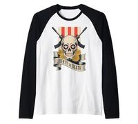Día de los Muertos Calavera - Libertad o Muerte 2A USA Camiseta Manga Raglan