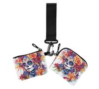 Dia De Los Muertos - Cartera de mujer misteriosa mexicana de color para mujer, tarjetero, mini cartera de moda con cremallera y bolsillo con cremallera para mujer, 2 paquetes, Dia De Los Muertos