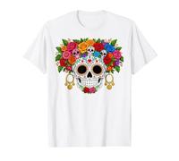 Dia De Los Muertos Dead Day of The Hanging Skulls Camiseta gráfica económica, Hombre, Blanco, S