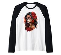 Día de los Muertos, diseño de La Catrina en México Camiseta Manga Raglan