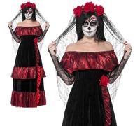 Día de los Muertos Disfraz de Novia Cadáver Esqueleto Disfraz Halloween Mujer