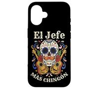 Día de los Muertos El Jefe Más Chingón Sugar Skull Mexican B Carcasa para iPhone 16
