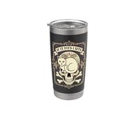 Dia de los Muertos es divertido si se ajusta a I Sits Cat Sugar Skull Vaso térmico de acero inoxidable de doble pared