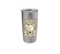Dia de los Muertos es divertido si se ajusta a I Sits Cat Sugar Skull Vaso térmico de acero inoxidable de doble pared