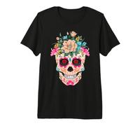 Dia De Los Muertos Flor Ornamento Hueso Floral Día De Muertos Camiseta Premium