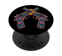 Dia de los Muertos - Lindas Pistolas Estilo Calavera de azúcar PopSockets PopGrip Adhesivo