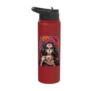 Dia De Los Muertos Mexican Sugar Skull Day Of The Dead Women Stainless Steel Insulated Water Bottle