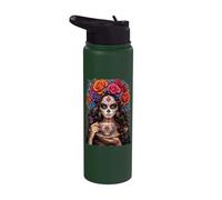 Dia De Los Muertos Mexican Sugar Skull Day Of The Dead Women Stainless Steel Insulated Water Bottle