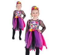 Día de los Muertos Pom-Pom Disfraz Niña Esqueleto Halloween Disfraz