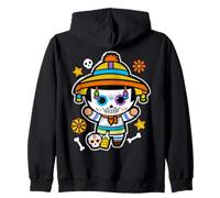 Dia De Los Muertos Skeleton Dancing with Guitar Hat Kids Boy Sudadera con Capucha