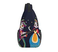 Día de los Muertos Sugar Skull Mexico Cross Chest Bag Diagonalmente Sling Mochila Crossbody Bandolera Viajes Senderismo Mochilas para Hombres Mujeres