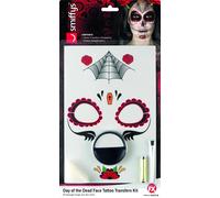 Día de los Muertos Tatuaje Transfer Kit Adultos Niños Disfraz Halloween Make Up