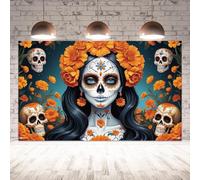 Dia De Los Muertos - Telón de fondo para fotografía del Día de los Muertos, pancarta gótica de Halloween, fiesta mexicana, decoraciones y suministros para el hogar, altar, ofrenda