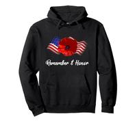 Día de los Veteranos 2025 Día de los Caídos de Estados Unidos Flor de Amapola Sudadera con Capucha