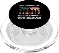 Día de los Veteranos Nunca Olvides a Nuestros Héroes Soldados Bandera de Estados Unidos PopSockets PopGrip para MagSafe
