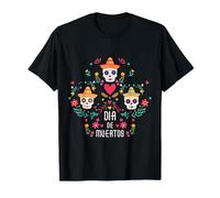 Dia De Muertos Cabeza De Esqueleto Hueso De Azúcar Fiesta Camiseta