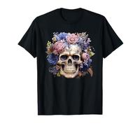 Dia De Muertos Mexican Skull For Skeleton Lovers Floral Goth Camiseta