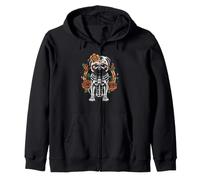 Día de Muertos Pug Sugar Skull Floral Dog Folk Art Sudadera con Capucha