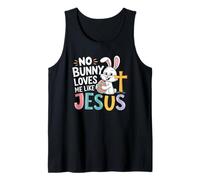 Día de Pascua Ningún conejito me ama como Jesús Cristiano Religioso Camiseta sin Mangas