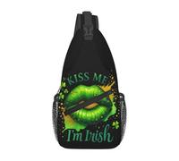 Día De San Patricio - Bésame, Soy Irlandés 1 Hombre Mujer Sling Bag Con Correa Ajustable Mochilas De Hombro Pequeño Bolsa De Pecho Para Acampar Trabajo Ciclismo Senderismo