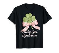 Día de San Patricio Coquette Bow Shamrock Lucky Girl Síndrome Camiseta