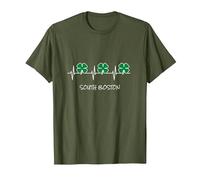 Día de San Patricio Latido del corazón irlandés South Boston trébol Camiseta, Hombre, Verde Oliva, L