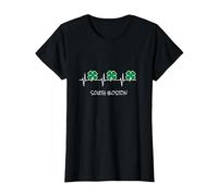 Día de San Patricio Latido del corazón irlandés South Boston trébol Camiseta, Mujer, Negro, L