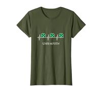 Día de San Patricio Latido del corazón irlandés South Boston trébol Camiseta, Mujer, Verde Oliva, L