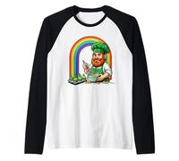 Día de San Patricio Leprechaun Baker Cupcakes Rainbow Camiseta Manga Raglan