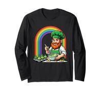 Día de San Patricio Leprechaun Baker Cupcakes Rainbow Manga Larga
