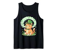 Día de San Patricio Lindo Gato irlandés soplando Burbujas trébol de la Suerte Camiseta sin Mangas