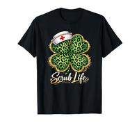 Día de San Patricio Nurse Scrub Life Leopard Shamrock Camiseta