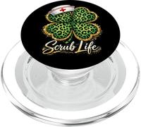 Día de San Patricio Nurse Scrub Life Leopard Shamrock PopSockets PopGrip para MagSafe