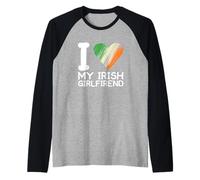 Día de San Patricio St. Patty's I Love My Irish Girlfriend Camiseta Manga Raglan