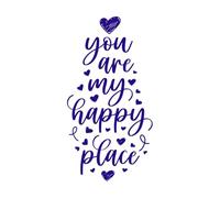 Día de San Valentín amor lugar feliz corazón Decoración de vinilo para pared 54.4x104.8cm Decoración de tiendas Azul oscuro