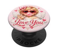 Día de San Valentín Cupido Te Amo Lenguaje de señas ASL PopSockets PopGrip Adhesivo