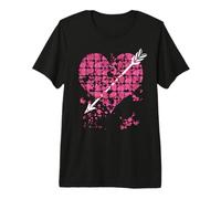 Día de San Valentín de Corazón y Flecha de Flor Rosa Rosa Camiseta Premium