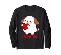 Día de San Valentín I Woof You Dog Lover Pareja Diseño a Juego Manga Larga
