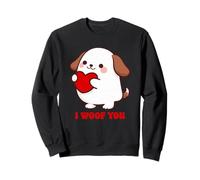 Día de San Valentín I Woof You Dog Lover Pareja Diseño a Juego Sudadera