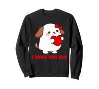 Día de San Valentín I Woof You Dog Lover Pareja Diseño a Juego Sudadera